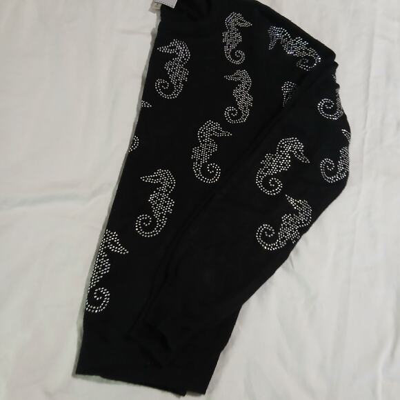 LIV Milano Small Black Long-Sleeved Metallic Seahorse Embellishment Sweater - Picture 7 of 10